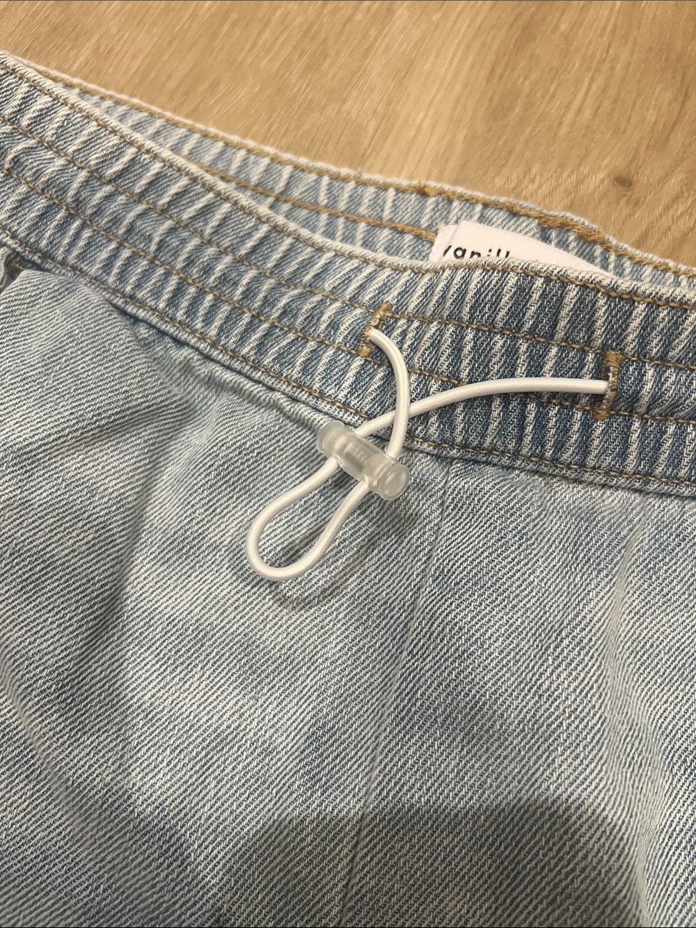 Vanilla Star Light Blue Denim Shorts with Drawstring - Picture 3 of 4